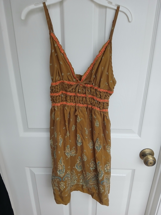 Free People Dresses & Skirts - Free People Pink Striped Floral Lined Dress with Coral Trim